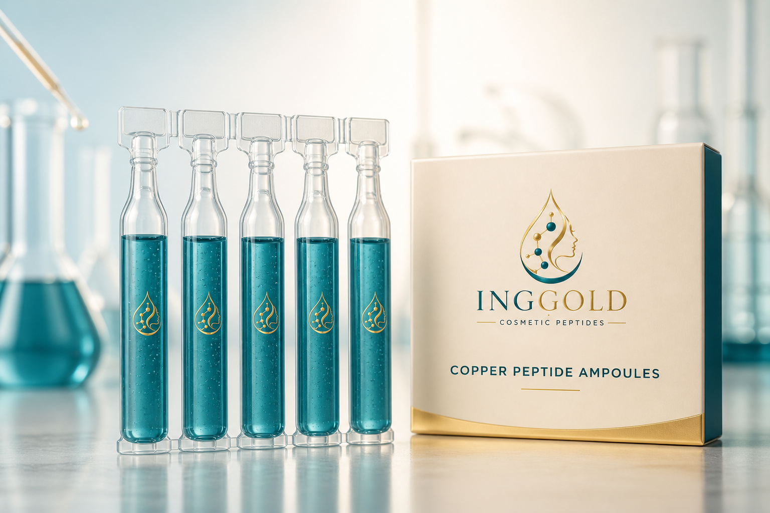 INGGOLD copper peptide ampoule and single-dose OEM concept