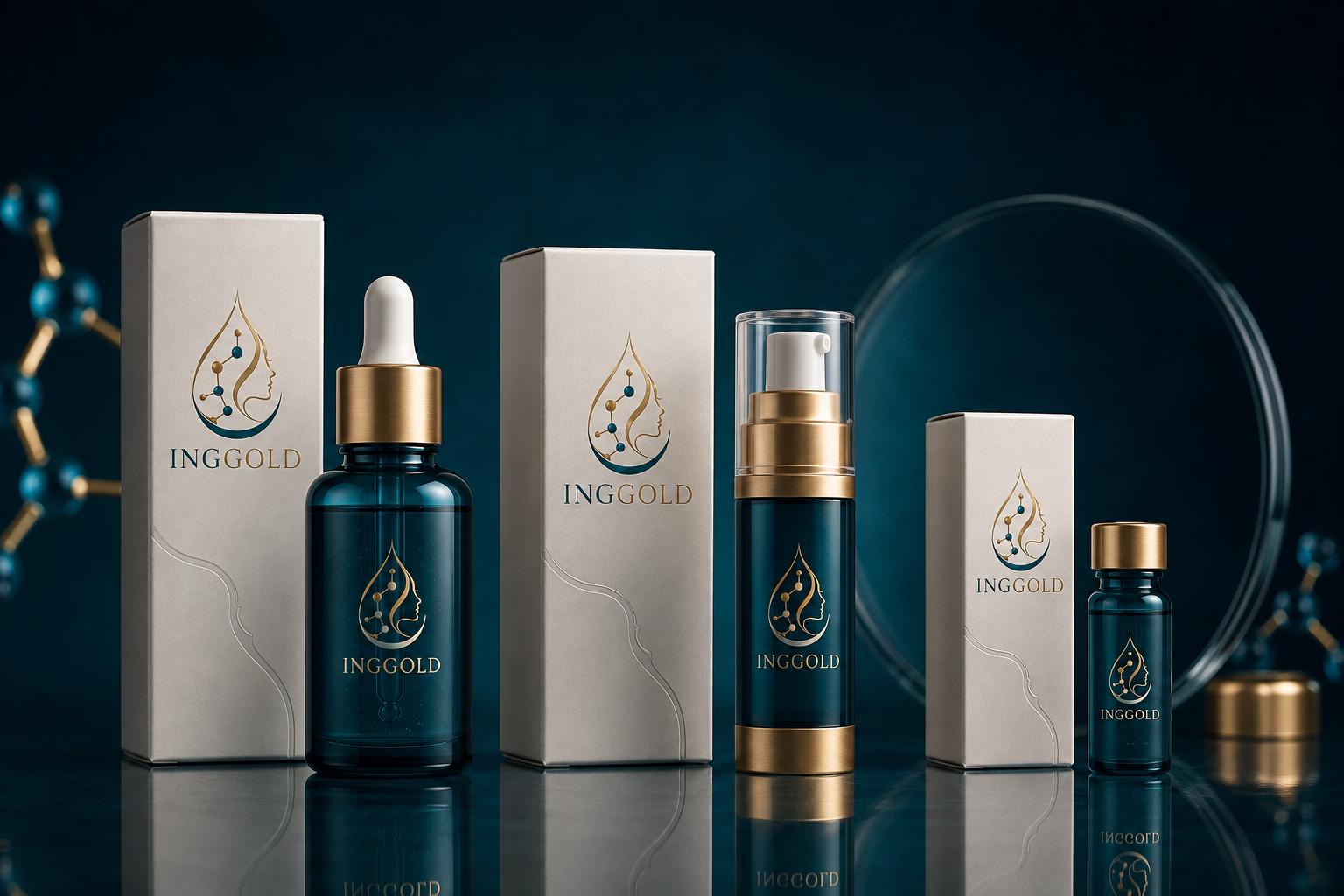 INGGOLD private label copper peptide serum packaging options