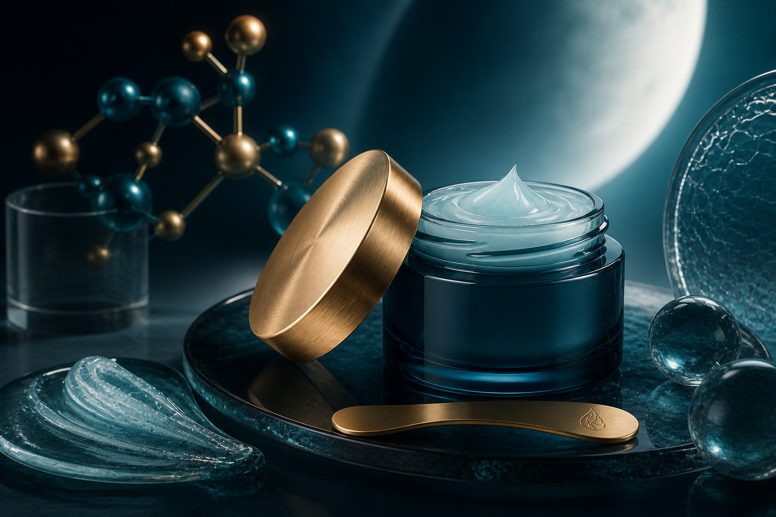 Copper peptide sleeping mask formulation concept with overnight gel cream visual cues